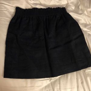 J. Crew Navy Blue Gathered Elastic Linen Skirt